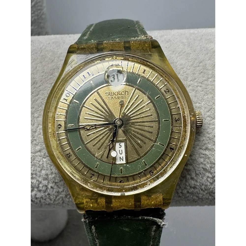 Swatch GK715 AG 1994 MOOS Mens Watch New Battery 34MM Needs Band‎ R46